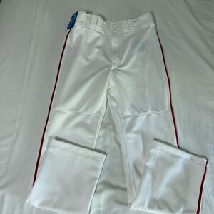 NWT Mizuno Pro White Baseball Pants Red Piping Mens Medium Performance Hemmed